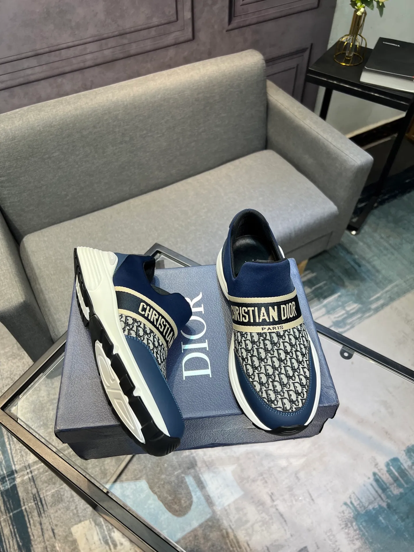Men's shoes 💰420 [Dior] popular men's shoes, cowhide material splicing, mesh lining, original factory special sole, 38-45 (45 customized, non-refundable)